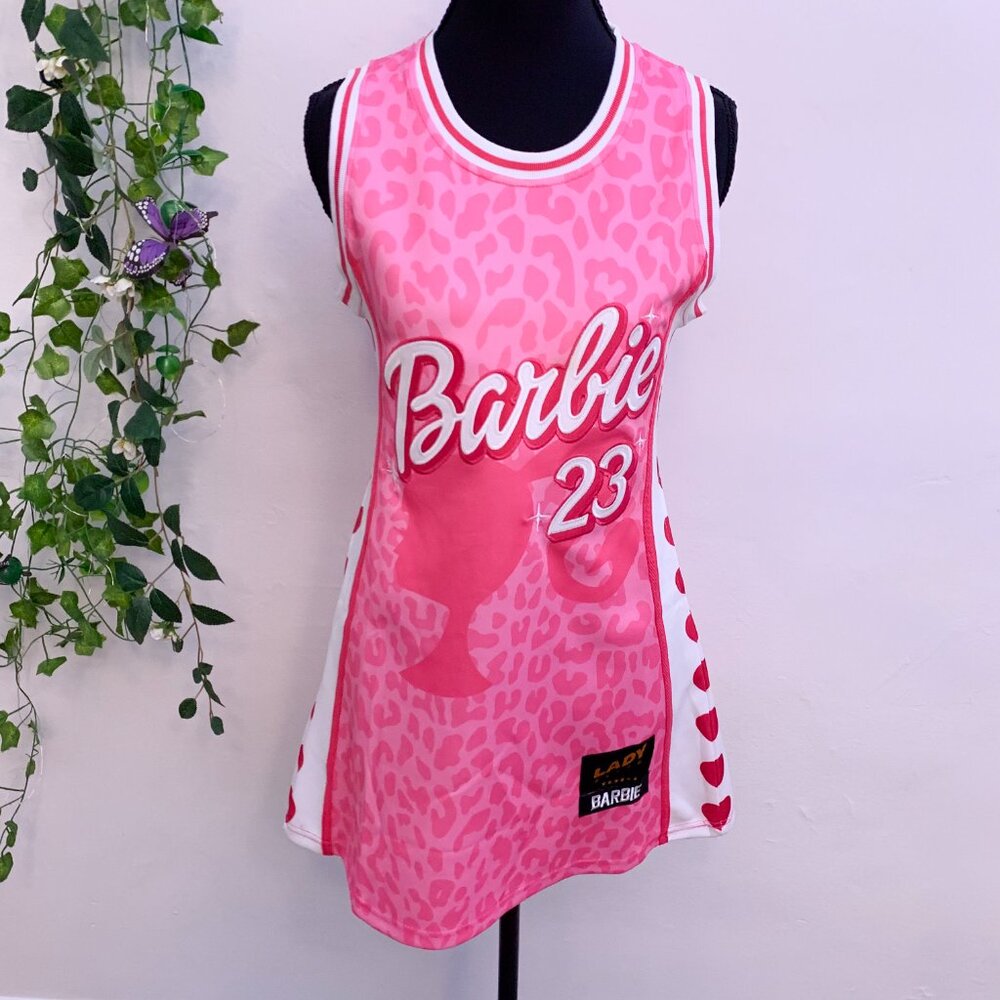 Game Day Barbie Pink Leopard Print Jersey Dress